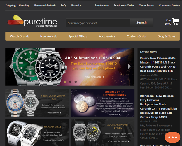 PureTime Homepage